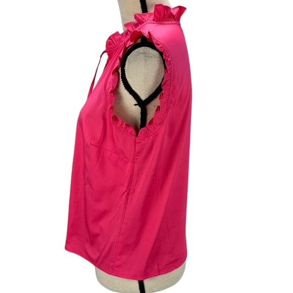 Charter Club Sleeveless Mock Ruffle Tie Neck - Hot Pink - size Petite Medium - Picture 4 of 10